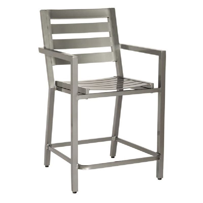 Woodard 1Y0471 Palm Coast Slat Counter Stool with Arms