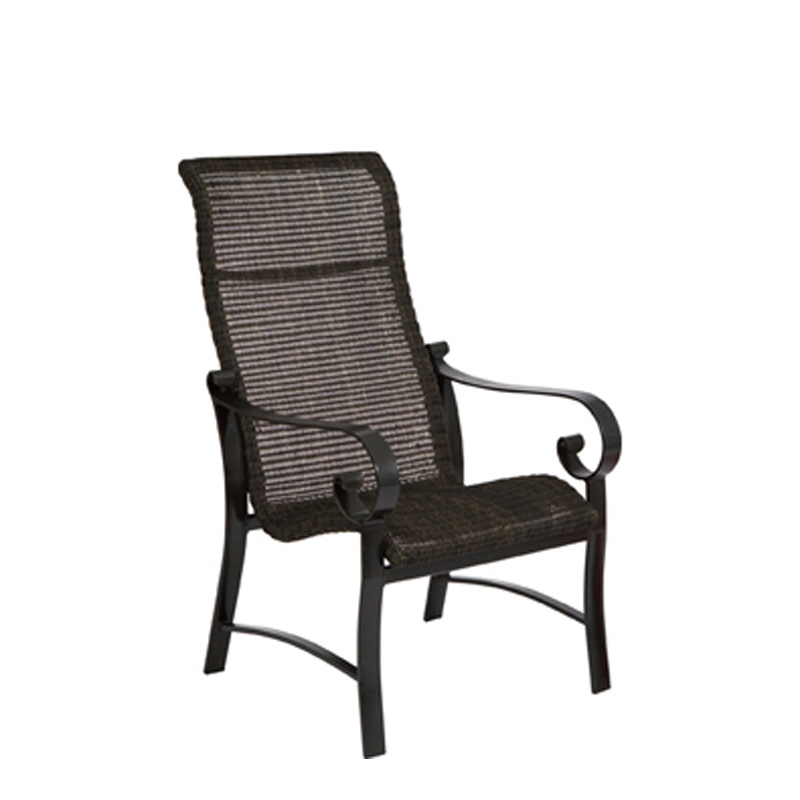 Woodard 5J0425 Cortland Woven High Back Dining Arm Chair Round Weave