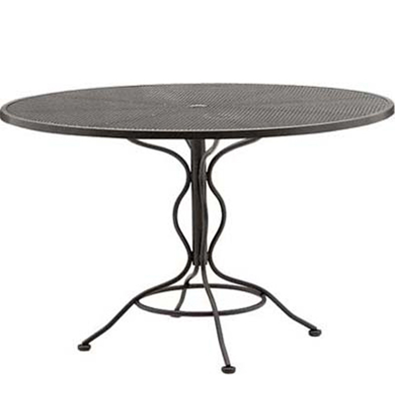 Woodard 190137 Dining Tables And Bases Mesh Top Set-Up 48 inch Round Umbrella Table
