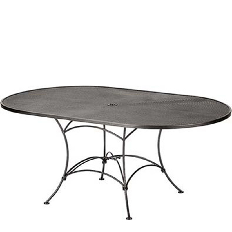 Woodard 190143 Dining Tables And Bases Mesh Top Set-Up 42 inch x 72 inch Oval Umbrella Table