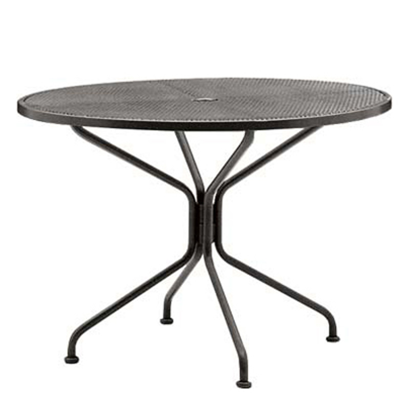 Woodard 190229 Dining Tables And Bases Premium Mesh Top RTA 42 inch Round Umbrella Table - 4-Spoke