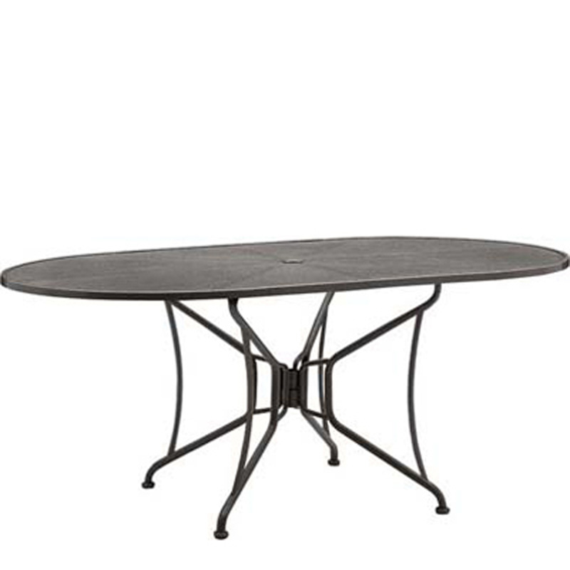Woodard 190306 Dining Tables And Bases Premium Mesh Top RTA 42 inch x 72 inch Oval Umbrella Table - 8-Spoke