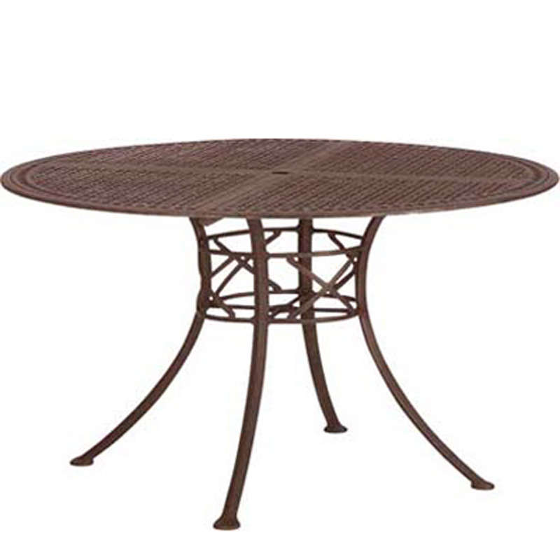 Woodard 32205CTU Tile Top and Cast Tables Santorini 53 inch Round Umbrella Table - Madrid Cast Top