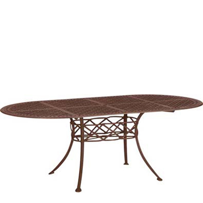 Woodard 32805CTU Tile Top and Cast Tables Santorini 42 inch x 84 inch Oval Umbrella Table - Madrid Cast Top