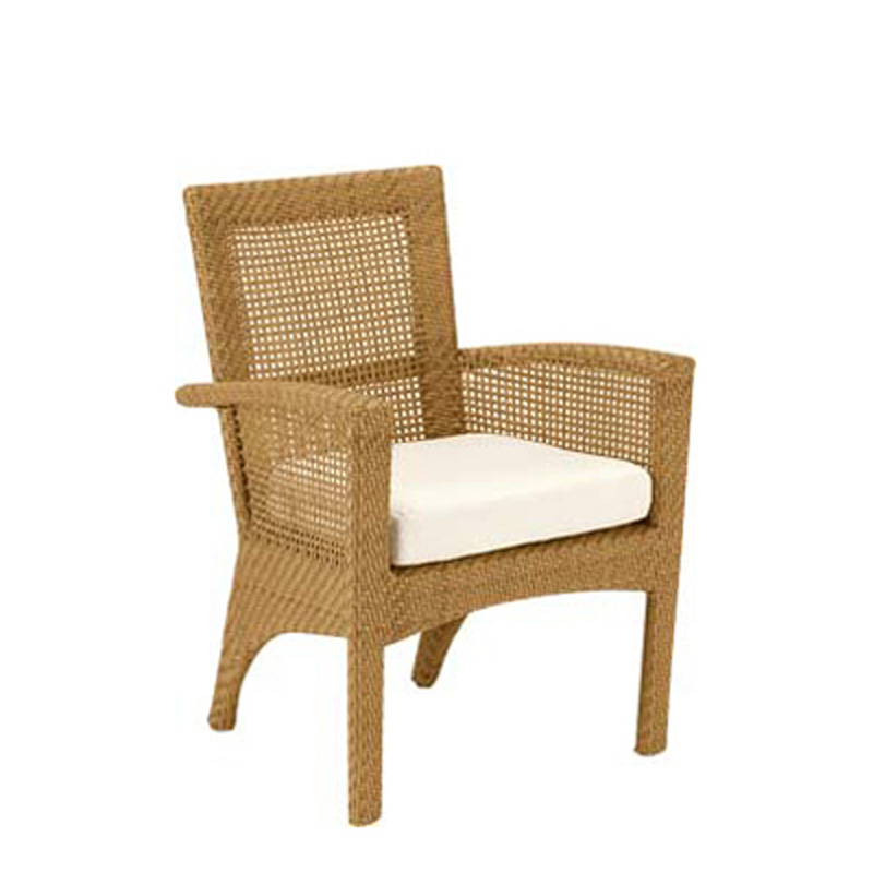 Woodard 6U0001N Trinidad Dining Arm Chair with Seat Cushion - Natural