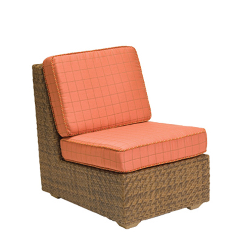 Woodard 960062T Domino by Joe Ruggiero Armless Lounge Chair with Cushions - Salamander