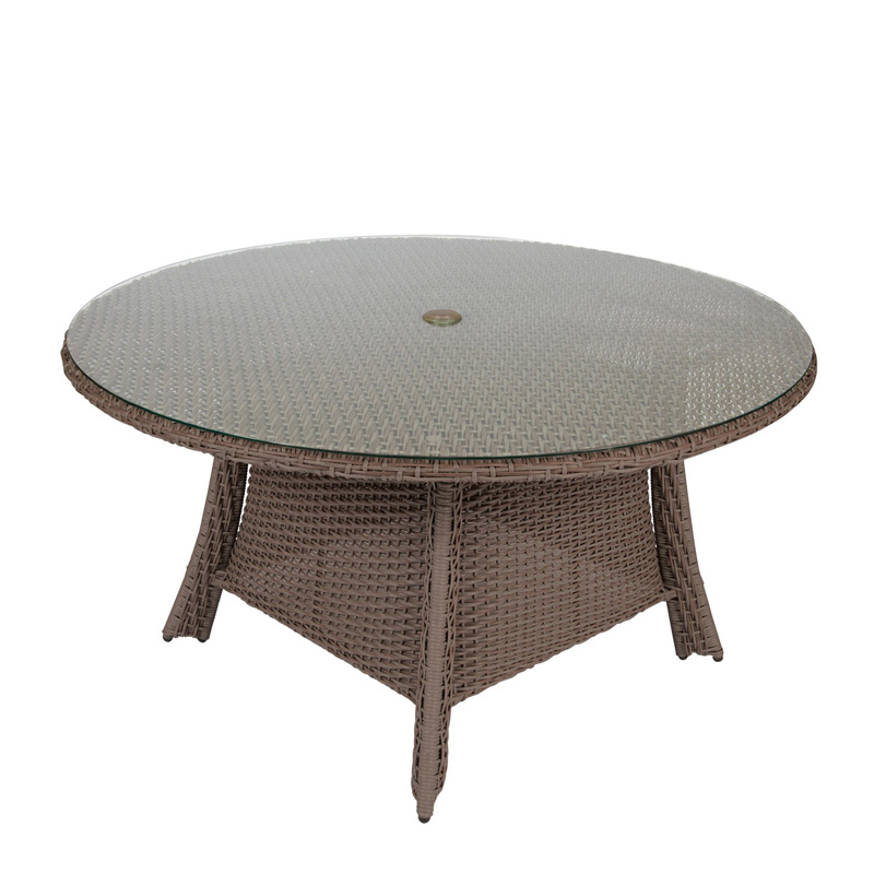 Woodard S592704 Augusta Woodlands Woven 54 inch Round Dining Table with Glass Top