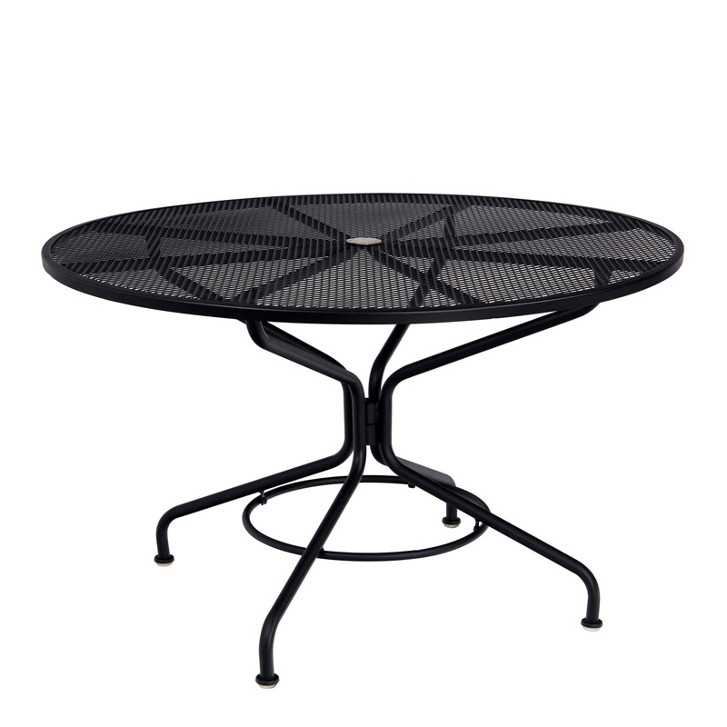Woodard 280137N.92 Cafe Series Textured Black Contract 48 inch Round Mesh Top Umbrella Table