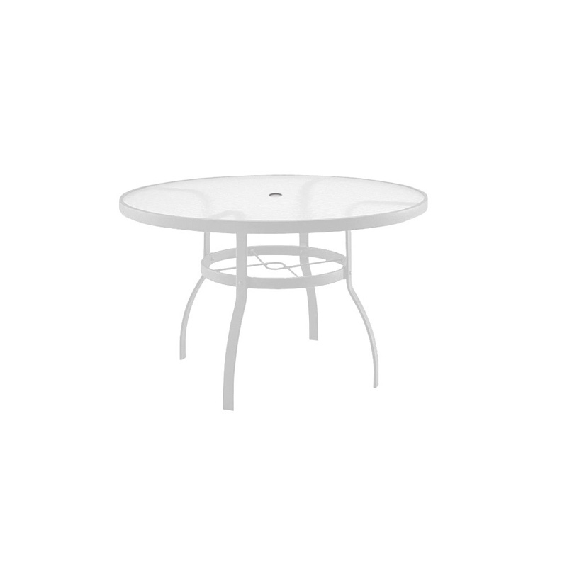 Woodard 822148W.44 Aluminum Poolside Deluxe White 48 inch Round Umbrella Table Acrylic Top