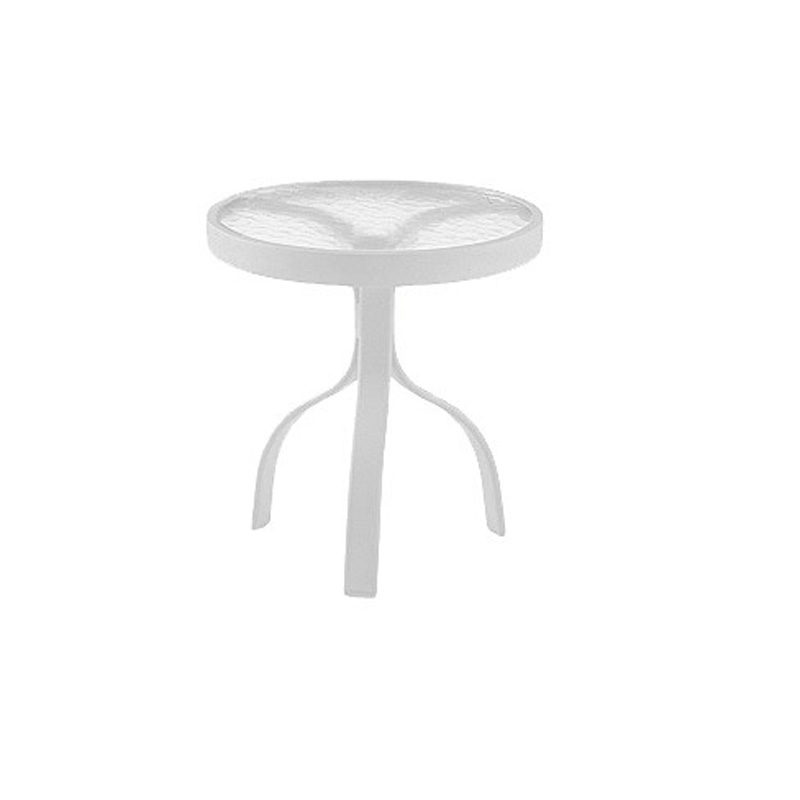 Woodard 822604W.44 Aluminum Poolside Deluxe White 18 inch Round End Table Acrylic Top