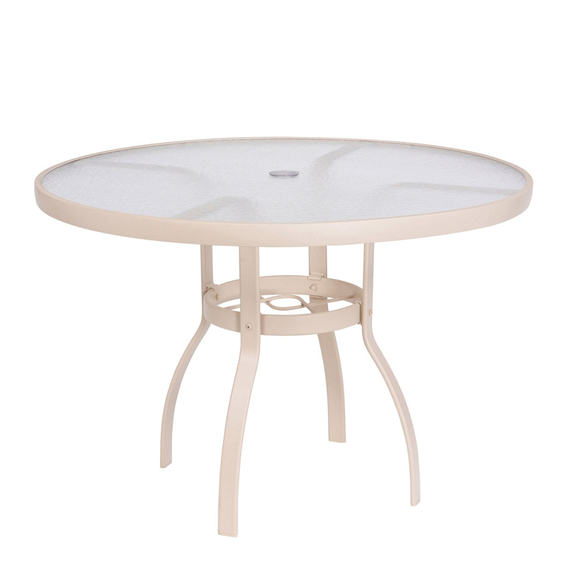Woodard 822142W.19 Aluminum Poolside Deluxe Sandstone 42 inch Round Umbrella Table Acrylic Top