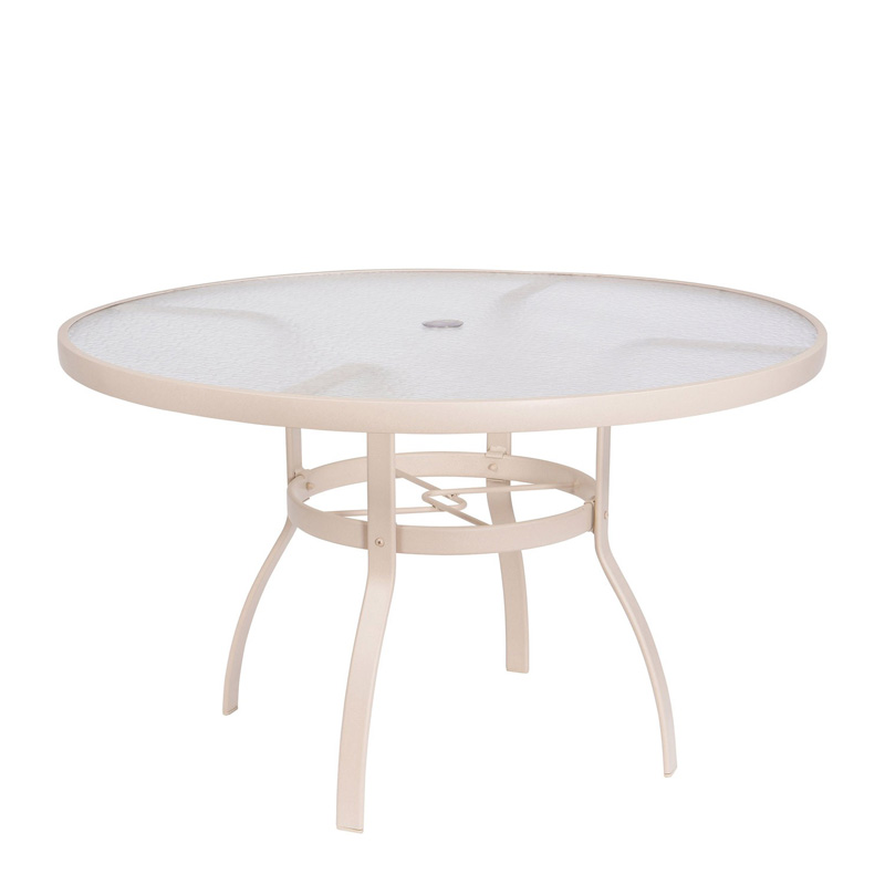 Woodard 822148W.19 Aluminum Poolside Deluxe Sandstone 48 inch Round Umbrella Table Acrylic Top