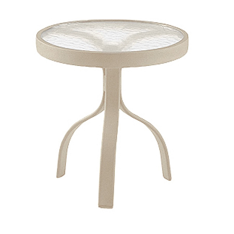 Woodard 822604W.19 Aluminum Poolside Deluxe Sandstone 18 inch Round End Table Acrylic Top