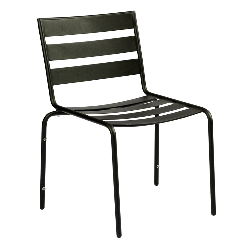 Woodard 110002.92 Cafe Series Metro Textured Black Dining Side Chair Stackable