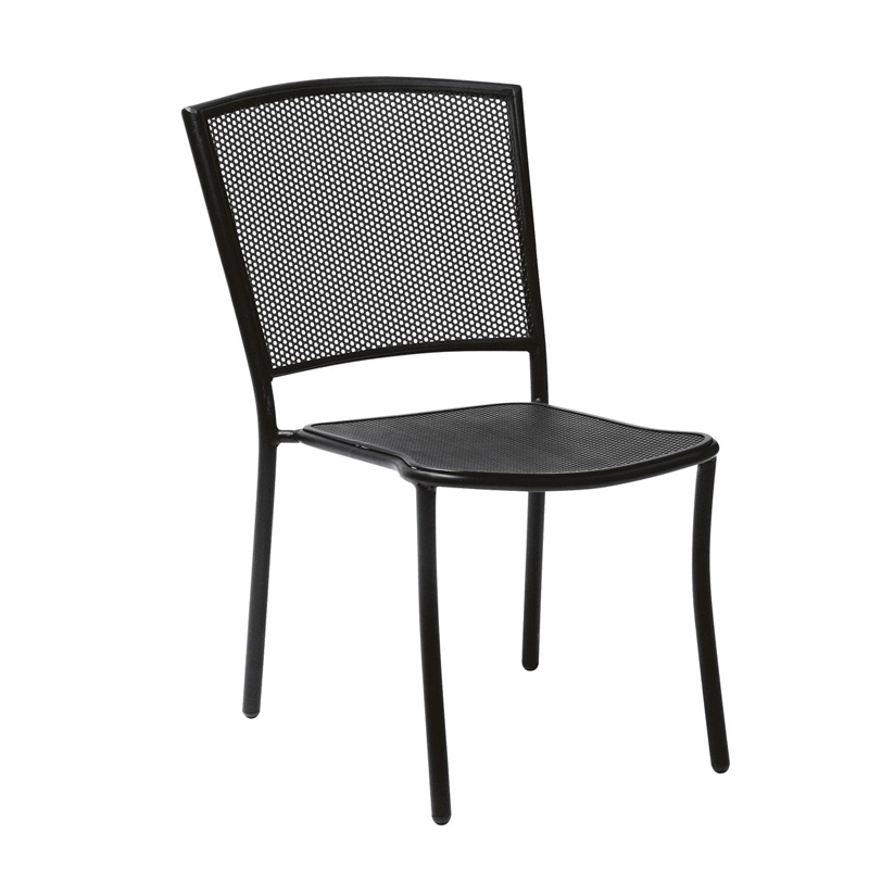 Woodard 7R0022.92 Cafe Series Albion Textured Black Side Chair Stackable