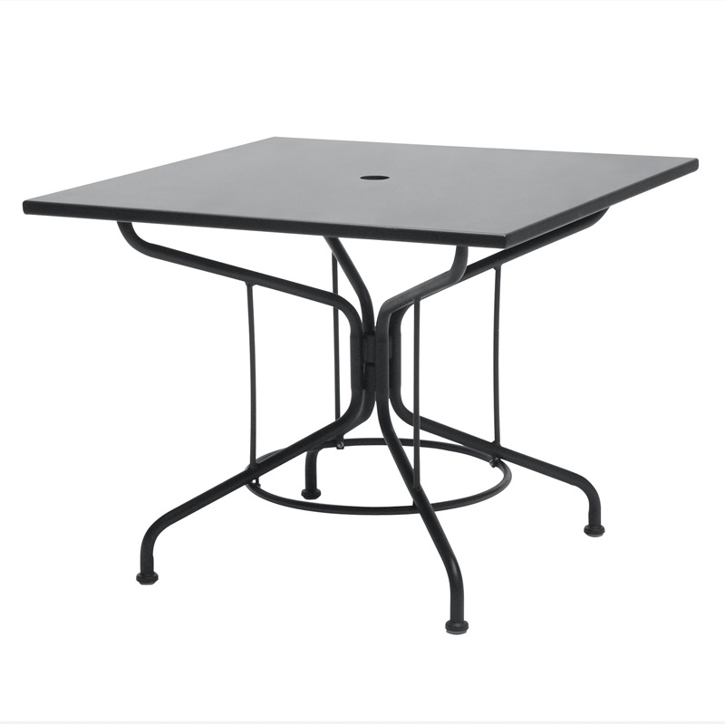 Woodard 280052N.92 Cafe Series Textured Black 36 inch Square Solid Top Umbrella Table