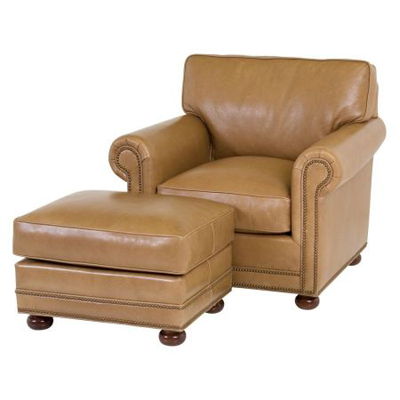 Classic Leather 56-22-SB-WT and 55-WT  Larsen Straight Back Chair and Ottoman