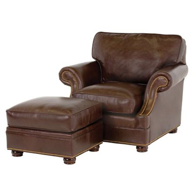 Classic Leather 86-22-SB-WT and 85-WT  Murano Straight Back Chair and Ottoman
