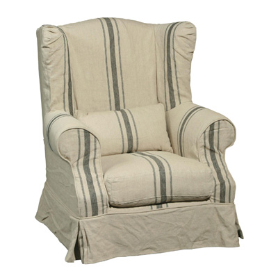 Furniture Classics Limited 73924BL Tidewater Linen Striped Wing Chair