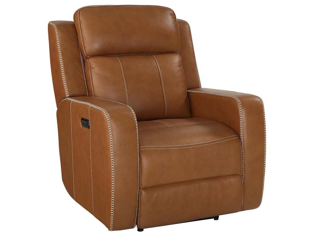 Club Level By Bassett 3753-P62W Norwood Power Motion Recliner in Tan Leather