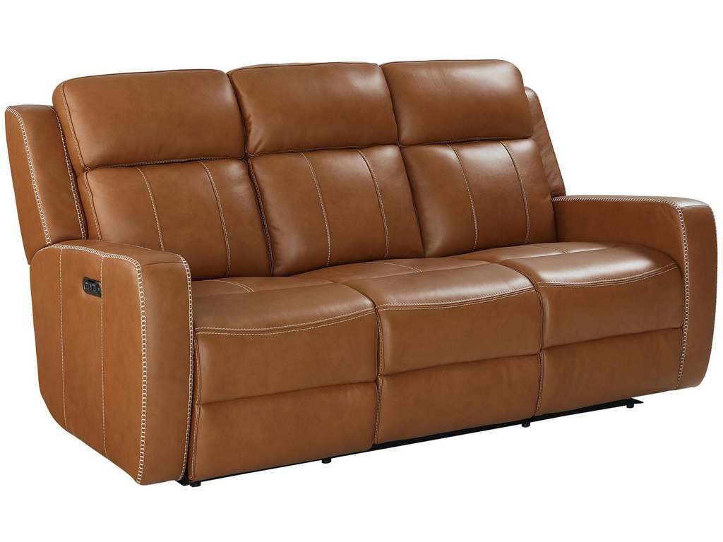 Club Level By Bassett 3752-PC42T Norwood Power Motion Sofa in Tan Leather