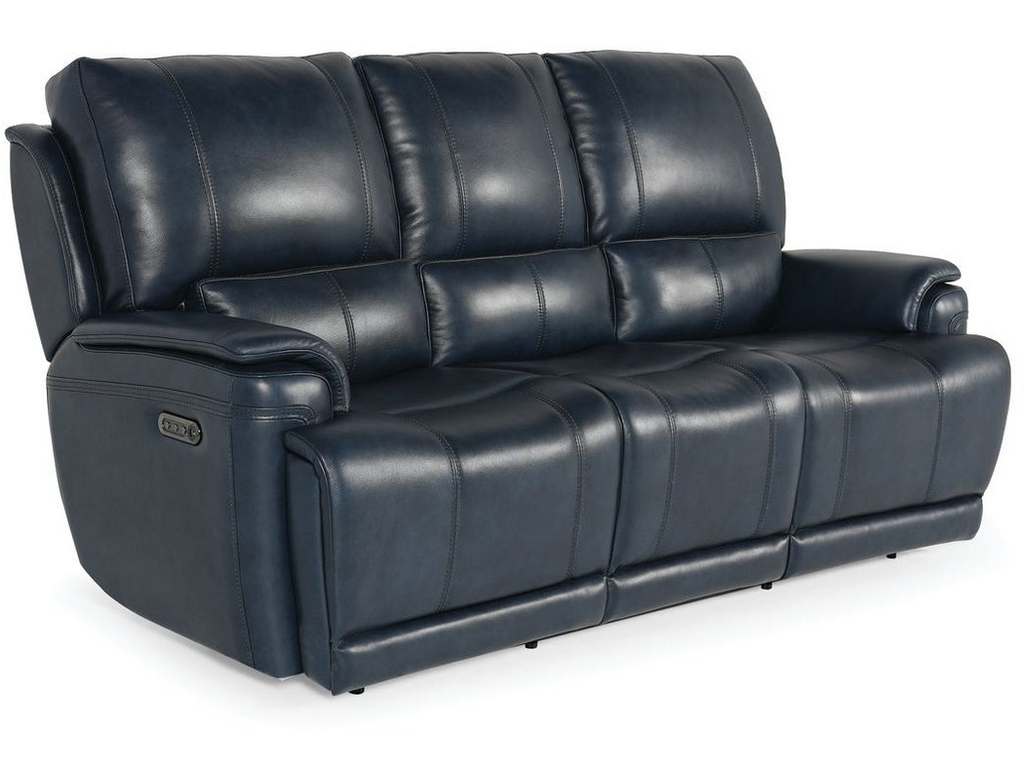 Club Level By Bassett 3749-P62N Burlington Power Motion Sofa in Navy Leather
