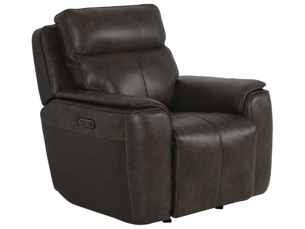 Club Level By Bassett 3750-P9D Manteo Power Motion Glider Recliner in Sable Leather