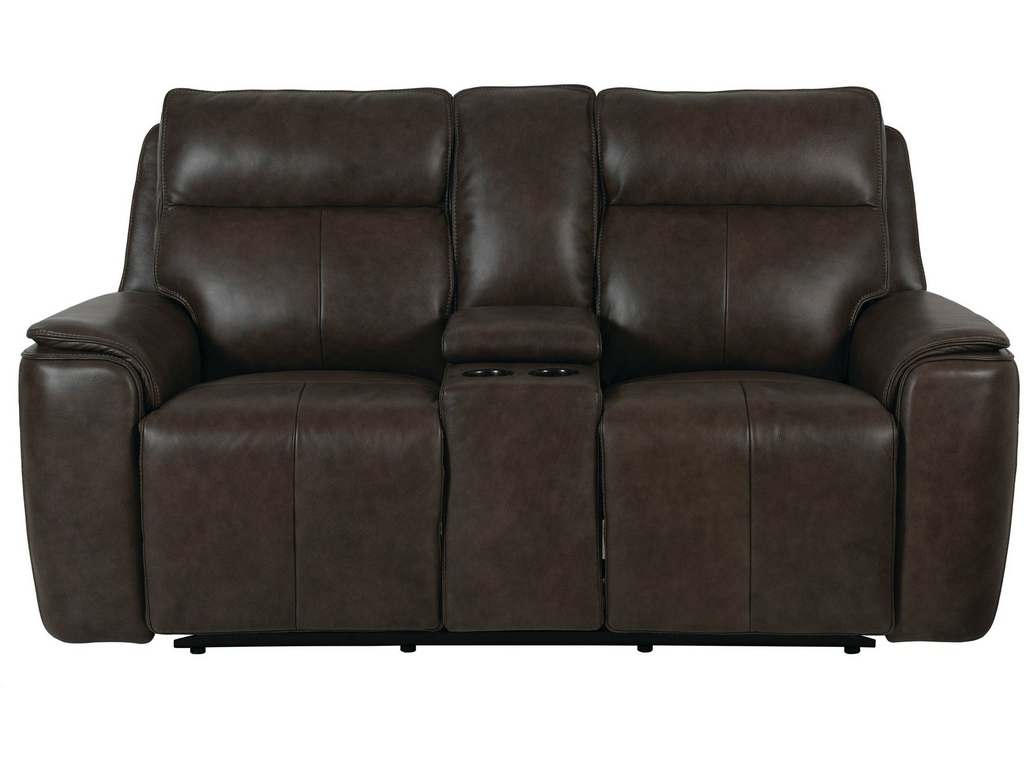 Club Level By Bassett 3750-PC42D Manteo Power Motion Loveseat With Console in Sable Leather