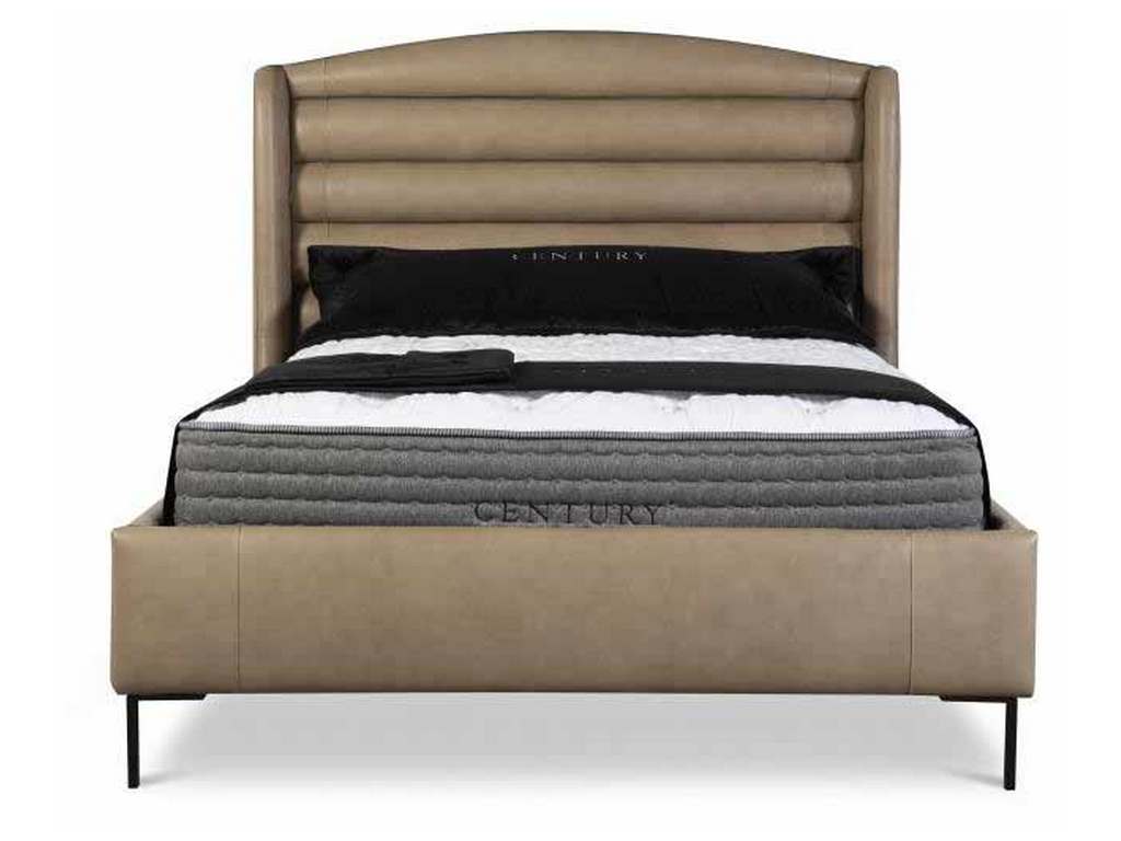 Century CR9-121Q Details Wing Bed Fully Upholstered Wing Low Headboard Bed Queen Size