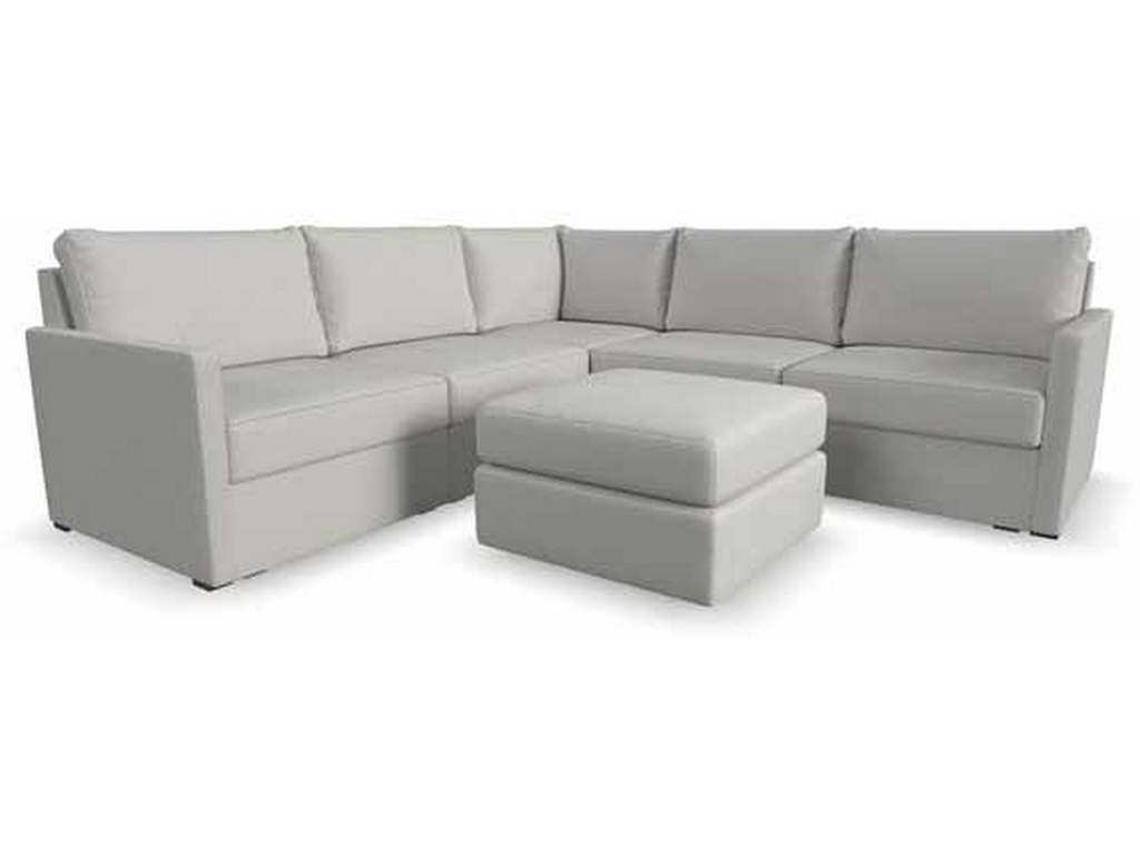 Flexsteel 90225NSEC931301 Flex 5 Seat Sectional with Narrow Arm and Ottoman Frost