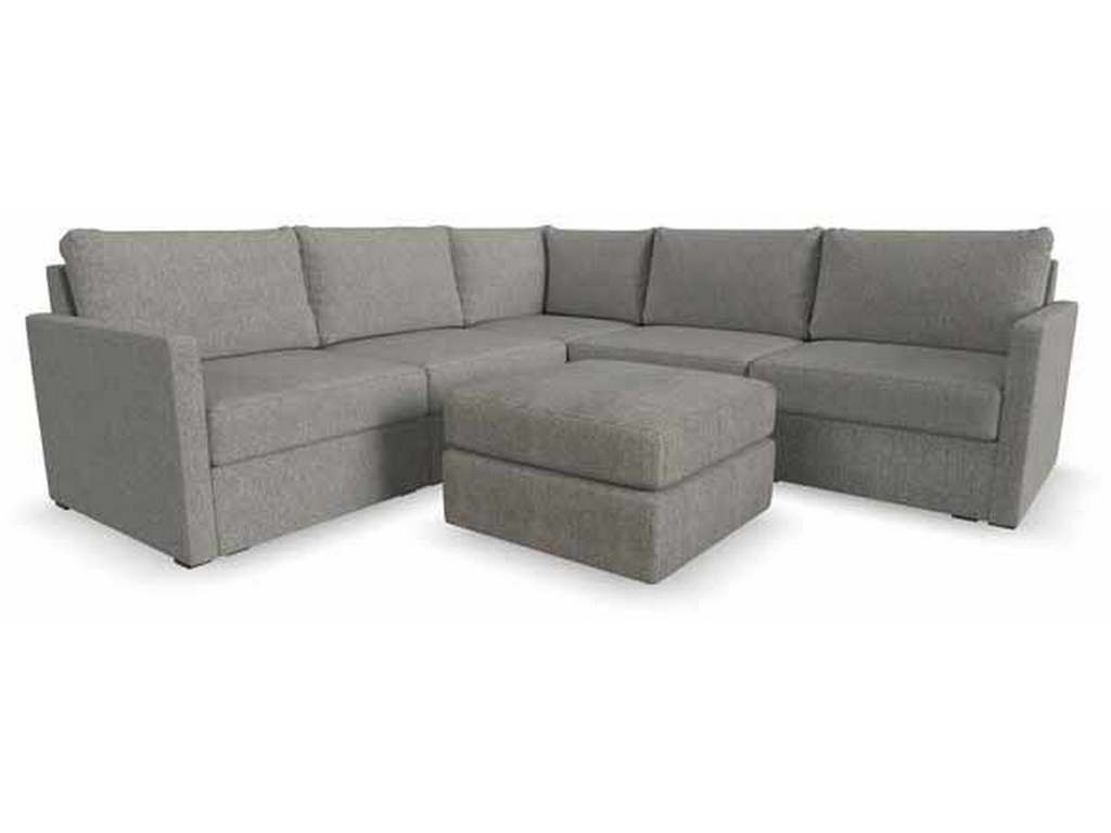 Flexsteel 90225NSEC931302 Flex 5 Seat Sectional with Narrow Arm and Ottoman Pebble