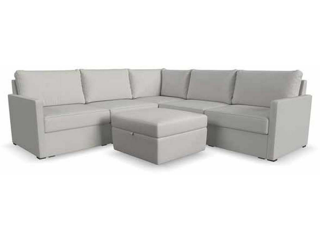 Flexsteel 90225NSECS31301 Flex 5 Seat Sectional with Narrow Arm and Storage Ottoman Frost