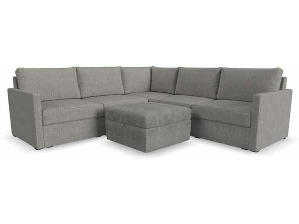 Flexsteel 90225NSECS31302 Flex 5 Seat Sectional with Narrow Arm and Storage Ottoman Pebble