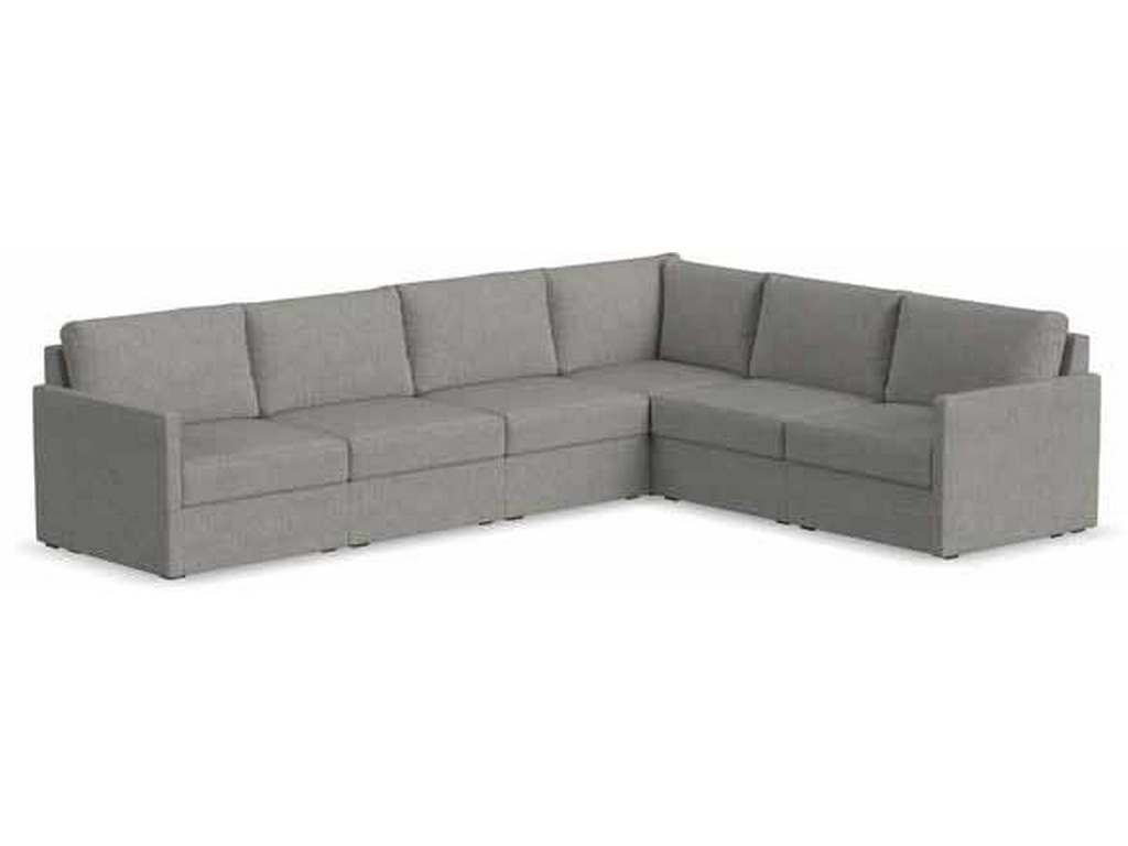 Flexsteel 90226NSEC31302 Flex 6 Seat Sectional with Narrow Arm Pebble