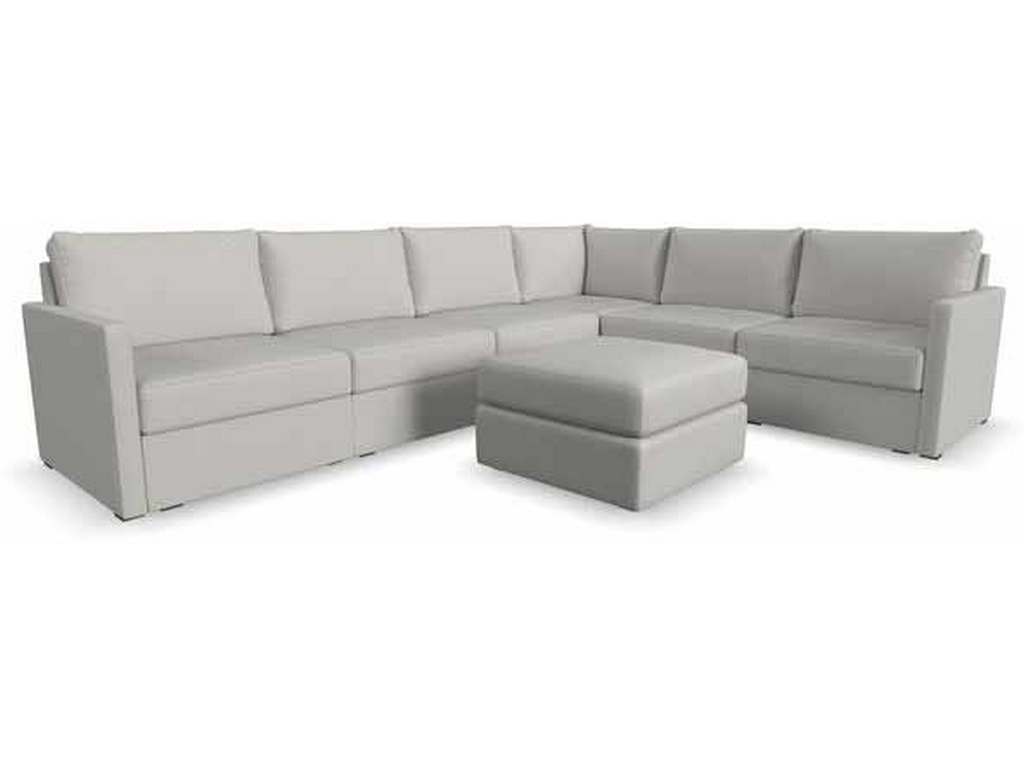 Flexsteel 90226NSEC931301 Flex 6 Seat Sectional with Narrow Arm and Ottoman Frost