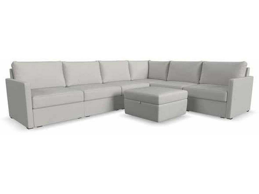 Flexsteel 90226NSECS31301 Flex 6 Seat Sectional with Narrow Arm and Storage Ottoman Frost