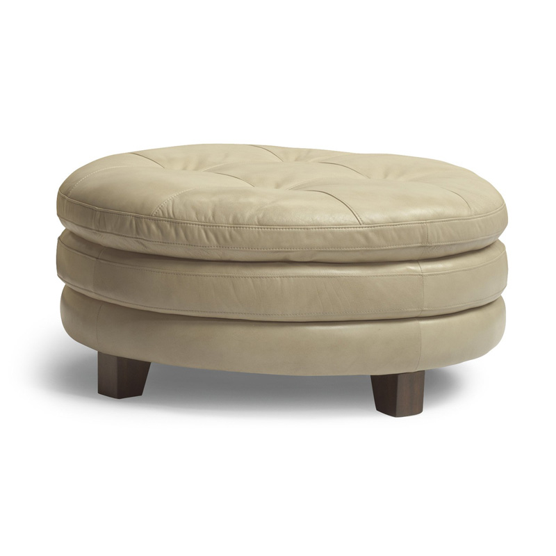 Flexsteel 1644-094 South Leather Round Cocktail Ottoman