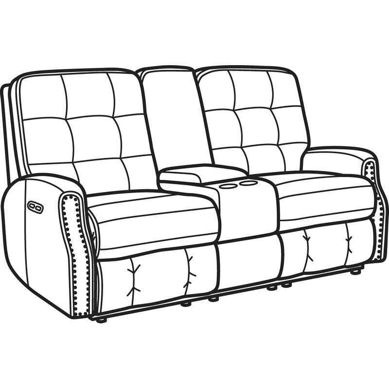 Flexsteel 3881-601H Devon Leather Power Reclining Loveseat with Console, Power Headrests, and Nailhead Trim