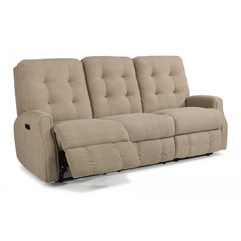 Flexsteel 3882-62H Devon Leather Power Reclining Sofa with Power Headrests and without Nailhead Trim