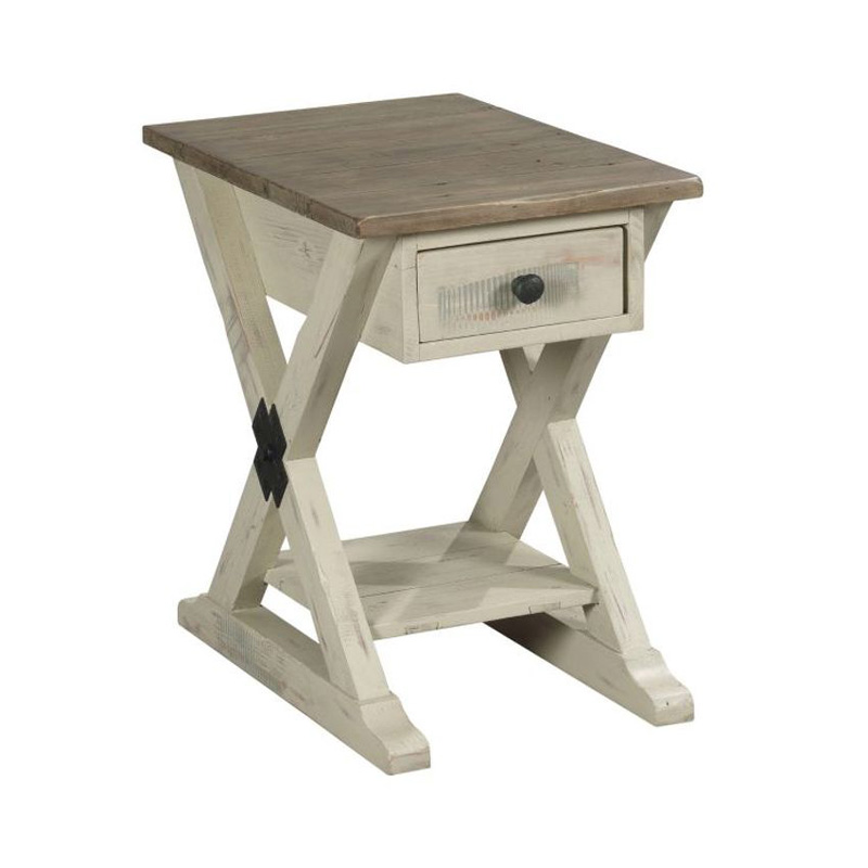 Hammary 523-916W Reclamation Place Trestle Chairside Table