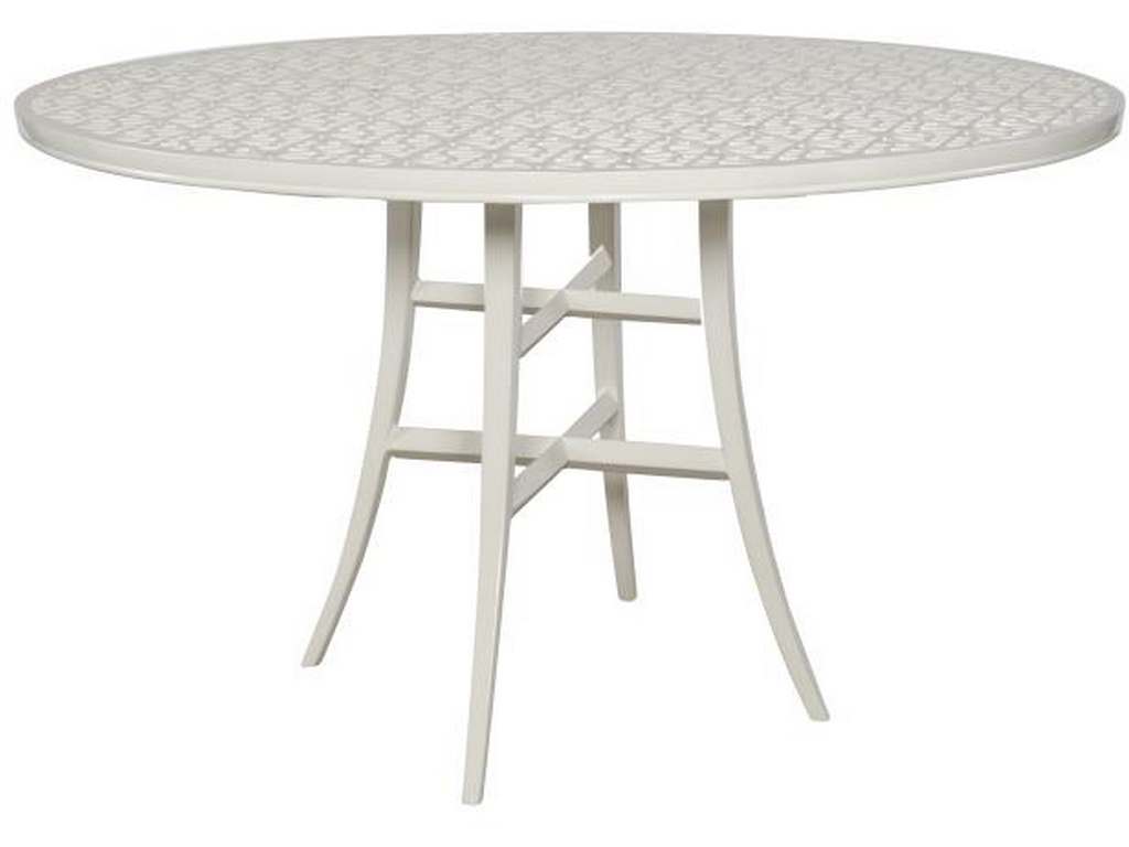 Hickory Chair HCD8942-W-STK Hable Outdoor Haret Round Dining Table Cloud White