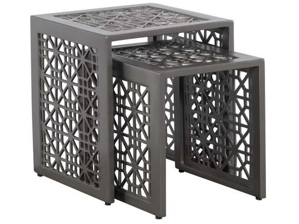 Hickory Chair HCD8985-G-STK Hable Outdoor Haret Nesting End Table Smoke Grey