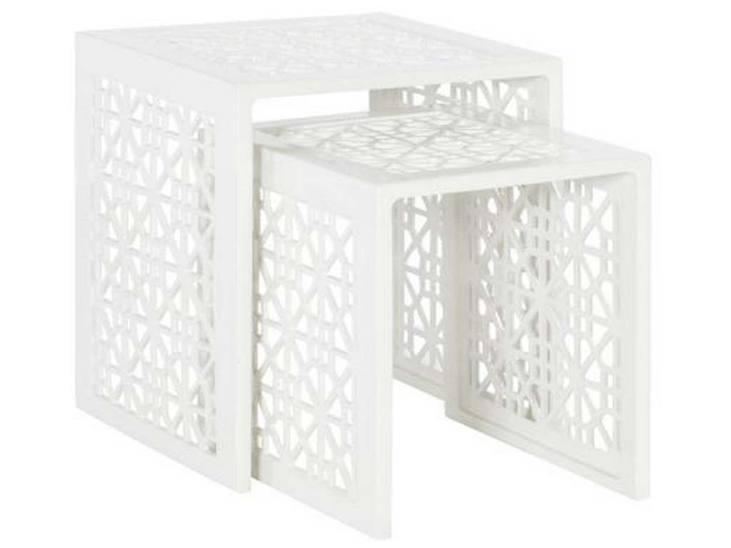 Hickory Chair HCD8985-W-STK Hable Outdoor Haret Nesting End Table Cloud White