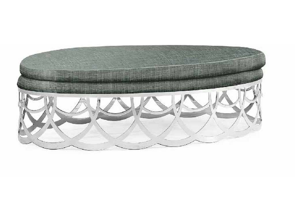 Jonathan Charles 530223-STS Urban Cool Gigolette Stainless Steel Ottoman