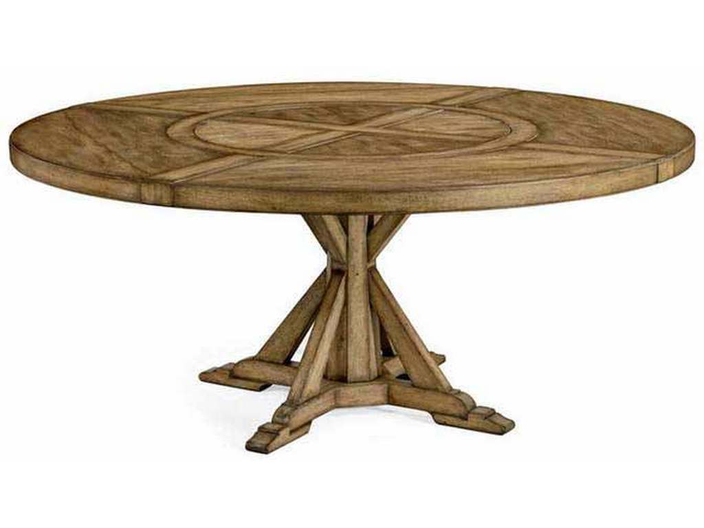 Jonathan Charles 491101-72D-DTM JC Casual 72 inch Medium Driftwood Dining Table with Inbuilt Lazy Susan