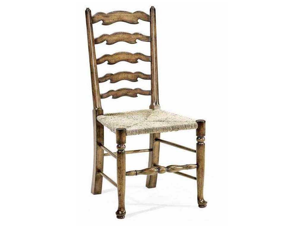 Jonathan Charles 492296-SC-DTM JC Casual Ladderback Medium Driftwood Dining Side Chair with Rushed Seat