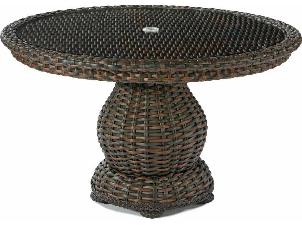 Lane Venture 9790-50 South Hampton 48 inch Round Dining Table Woven Top with Glass