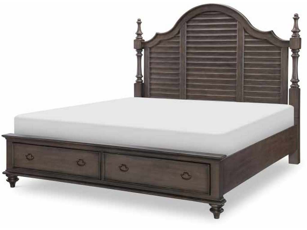 Legacy Classic 2312-4135K Kingston Dark Sable Louvered Poster Bed With Storage Footboard Queen