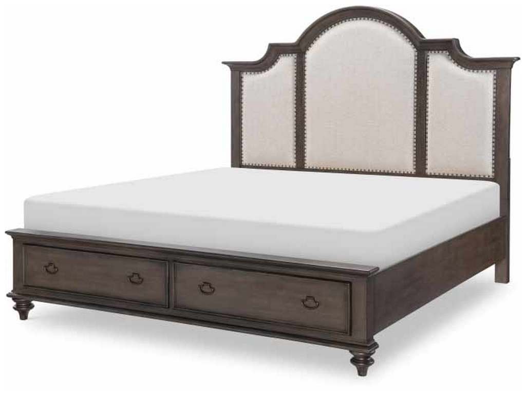 Legacy Classic 2312-4136 Kingston Dark Sable Upholstered Panel Bed With Storage Footboard King Footboard