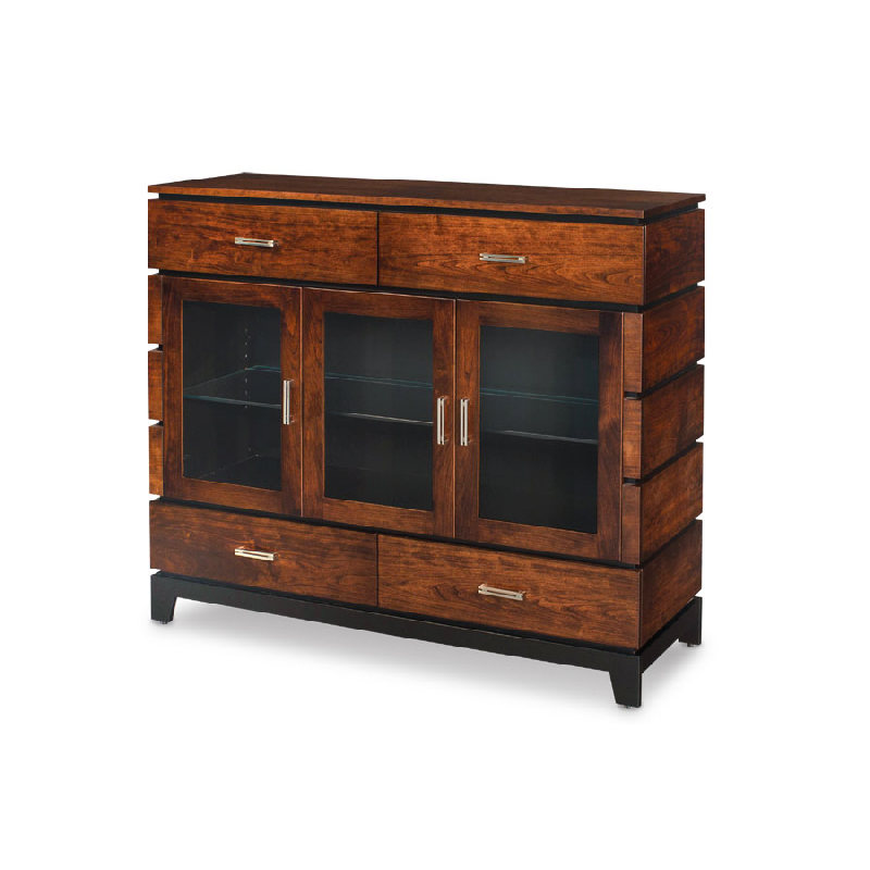 Simply Amish DSFRI-E14B Frisco 3 Door Dining Cabinet with Glass Doors